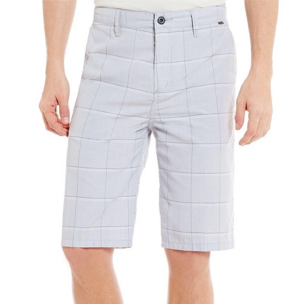 Hurley Wolf Granada Plaid Flat Front Walk Shorts